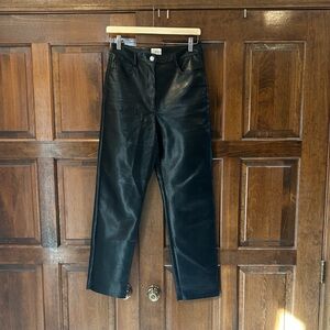 Aritzia Wilfred Melina Black Vegan Leather High Rise Straight Taper Leg Pants 6